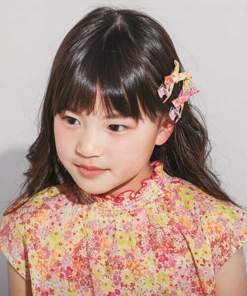 BeBe / べべ ヘアピン | 【日本製】【DEVEAUX】水彩風花柄リボンヘアクリップ | 詳細1