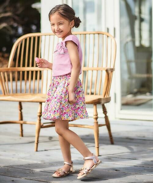 BeBe / べべ Tシャツ | キャップスリーブスクエアネックフリルTシャツ(90~150cm) | 詳細2