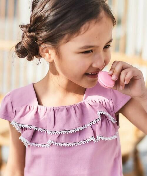 BeBe / べべ Tシャツ | キャップスリーブスクエアネックフリルTシャツ(90~150cm) | 詳細4