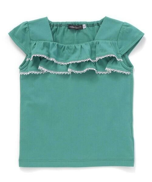 BeBe/べべ キャップスリーブスクエアネックフリルTシャツ(90~150cm) グリーン 110cm BeBe/べべ キャップスリーブスクエアネックフリルTシャツ(90~150cm) グリーン 110cm