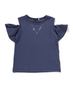 BeBe / べべ Tシャツ | ソフトテレコ肩開きネックレスTシャツ(100~160cm)
