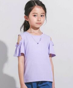 BeBe / べべ Tシャツ | ソフトテレコ肩開きネックレスTシャツ(100~160cm)
