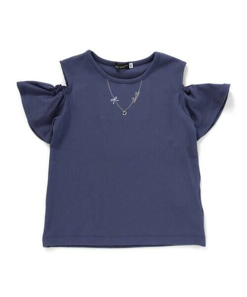 BeBe/べべ ソフトテレコ肩開きネックレスTシャツ(100~160cm) ネイビー 140cm BeBe/べべ ソフトテレコ肩開きネックレスTシャツ(100~160cm) ネイビー 140cm
