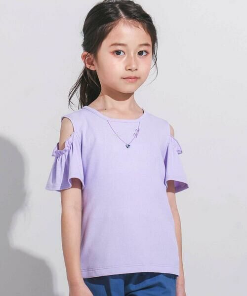 BeBe/べべ ソフトテレコ肩開きネックレスTシャツ(100~160cm) パープル 100cm BeBe/べべ ソフトテレコ肩開きネックレスTシャツ(100~160cm) パープル 100cm