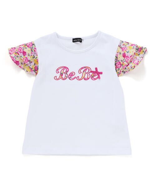 BeBe / べべ Tシャツ | 【お揃い】フルールドゥジョワプリントパッチロゴ切り替えTシャツ(90~150cm) | 詳細4