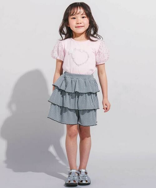 BeBe / べべ Tシャツ | スパンコールチュールパフスリーブTシャツ(90~150cm) | 詳細2