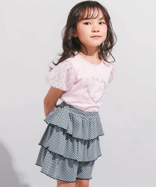 BeBe / べべ Tシャツ | スパンコールチュールパフスリーブTシャツ(90~150cm) | 詳細3