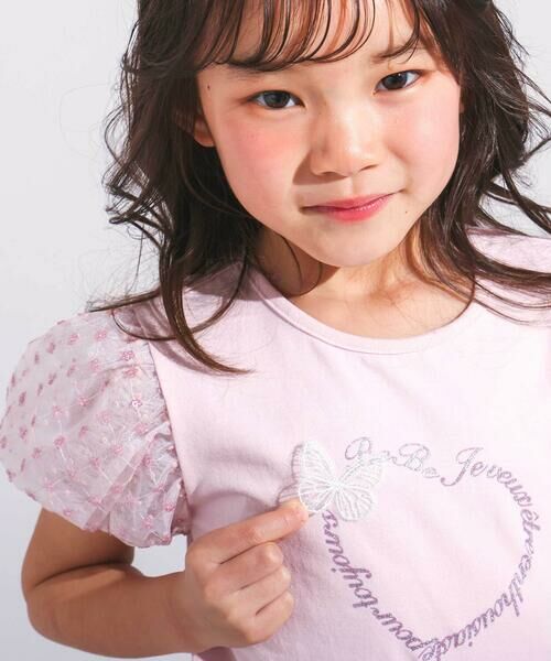 BeBe / べべ Tシャツ | スパンコールチュールパフスリーブTシャツ(90~150cm) | 詳細4