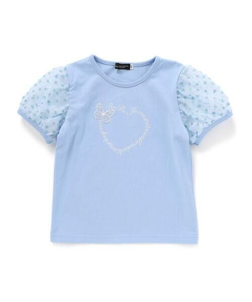 BeBe/べべ スパンコールチュールパフスリーブTシャツ(90~150cm) ブルー 120cm BeBe/べべ スパンコールチュールパフスリーブTシャツ(90~150cm) ブルー 120cm