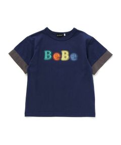 BeBe / べべ Tシャツ | 立体刺しゅうネオンロゴ天竺半袖Tシャツ(90~150cm)