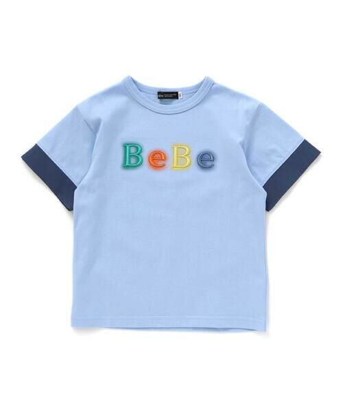 BeBe/べべ 立体刺しゅうネオンロゴ天竺半袖Tシャツ(90~150cm) ブルー 150cm BeBe/べべ 立体刺しゅうネオンロゴ天竺半袖Tシャツ(90~150cm) ブルー 150cm