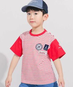 BeBe / べべ Tシャツ | 【JALコラボ】ワッペン付きボーダー半袖Tシャツ(100~140cm)