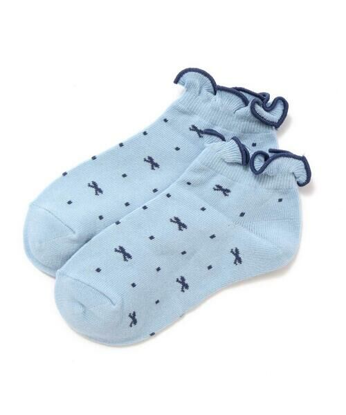 BeBe/べべ リボンドットフリルアンクルソックス(11~24cm) ブルー系 13-15cm BeBe/べべ リボンドットフリルアンクルソックス(11~24cm) ブルー系 13-15cm