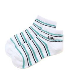 BeBe / べべ ソックス | マルチボーダーロゴ刺しゅうアンクルソックス(11~24cm)