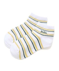 BeBe / べべ ソックス | マルチボーダーロゴ刺しゅうアンクルソックス(11~24cm)
