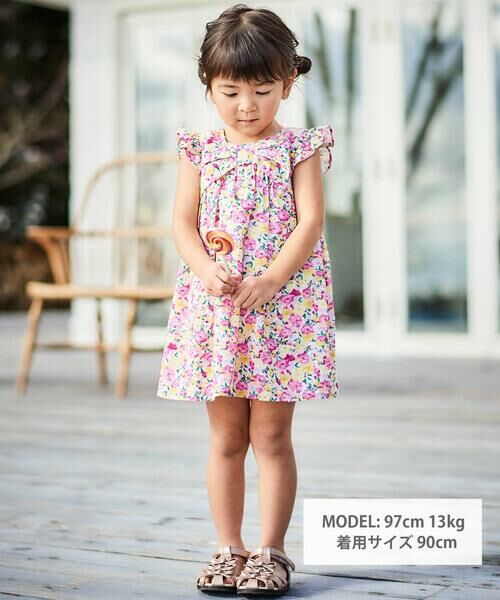 BeBe / べべ ベビー・キッズウエア | フルールドゥジョワプリントベビーワンピース(80~90cm) | 詳細1