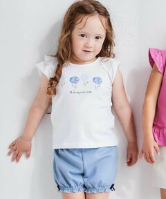 BeBe / べべ ベビー・キッズウエア | フリルレイヤードお花モチーフ天竺Tシャツ+ブルマセット(80~90cm)