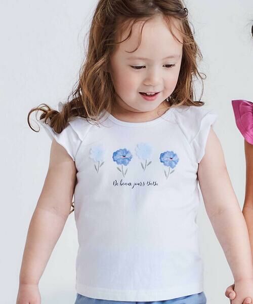 BeBe / べべ ベビー・キッズウエア | フリルレイヤードお花モチーフ天竺Tシャツ+ブルマセット(80~90cm) | 詳細2