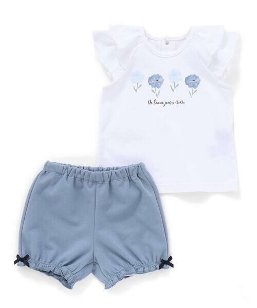 BeBe / べべ ベビー・キッズウエア | フリルレイヤードお花モチーフ天竺Tシャツ+ブルマセット(80~90cm) | 詳細3