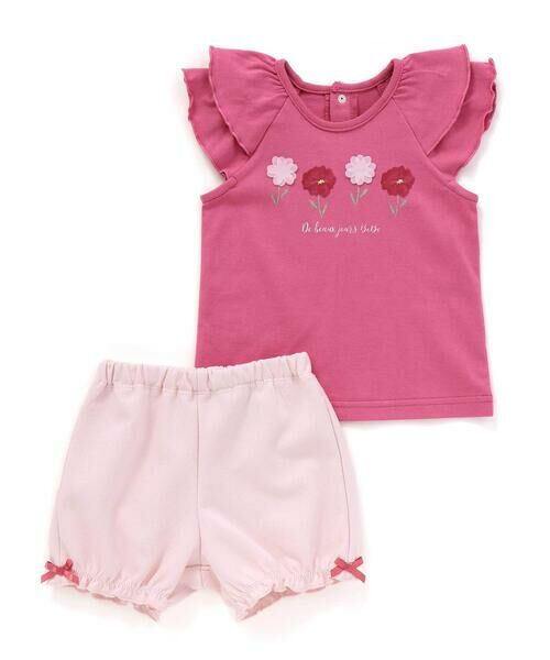 BeBe / べべ ベビー・キッズウエア | フリルレイヤードお花モチーフ天竺Tシャツ+ブルマセット(80~90cm) | 詳細6