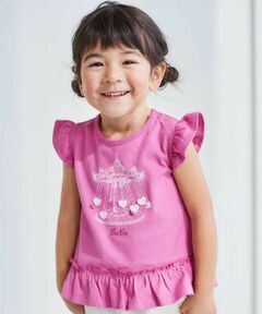 BeBe / べべ ベビー・キッズウエア | 遊園地ハートモチーフ裾フリル天竺Tシャツ(80~90cm)