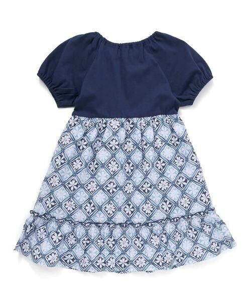 BeBe / べべ ミニ丈・ひざ丈ワンピース | 【お揃い】復刻アーカイブタイル柄切り替えパフスリーブワンピース(90~150cm) | 詳細5