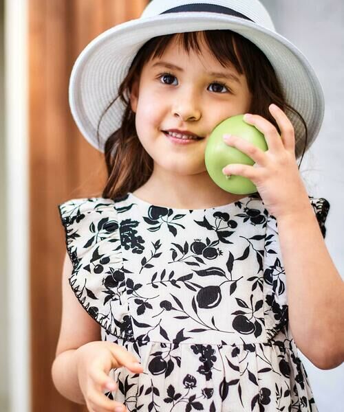 BeBe / べべ ミニ丈・ひざ丈ワンピース | 【お揃い】マルシェフルーツ柄楊柳フリルワンピース(90~150cm) | 詳細2