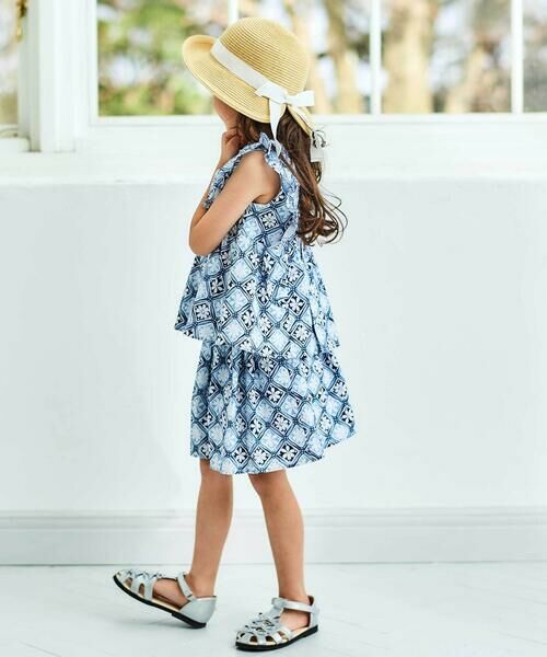 BeBe / べべ シャツ・ブラウス | 【お揃い】復刻アーカイブタイル柄肩フリルブラウス(100~150cm) | 詳細3