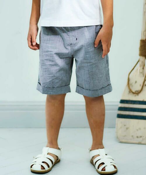 BeBe / べべ ショート・ハーフ・半端丈パンツ | ダンガリーロールアップハーフパンツ(90~150cm)(グレー)