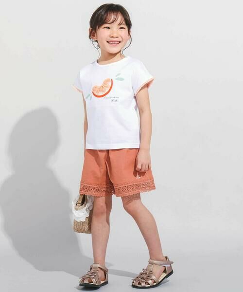 BeBe / べべ ショート・ハーフ・半端丈パンツ | スラブオックス裾レースショートパンツ(90~150cm) | 詳細12