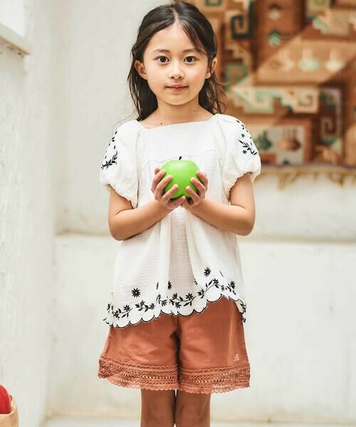 BeBe / べべ ショート・ハーフ・半端丈パンツ | スラブオックス裾レースショートパンツ(90~150cm) | 詳細14