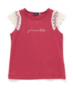 BeBe / べべ Tシャツ | お花レースキャップスリーブ天竺Tシャツ(90~150cm)