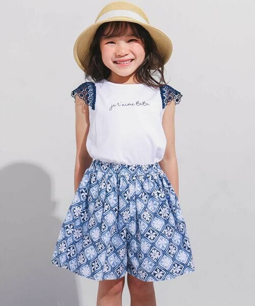 BeBe / べべ Tシャツ | お花レースキャップスリーブ天竺Tシャツ(90~150cm) | 詳細2