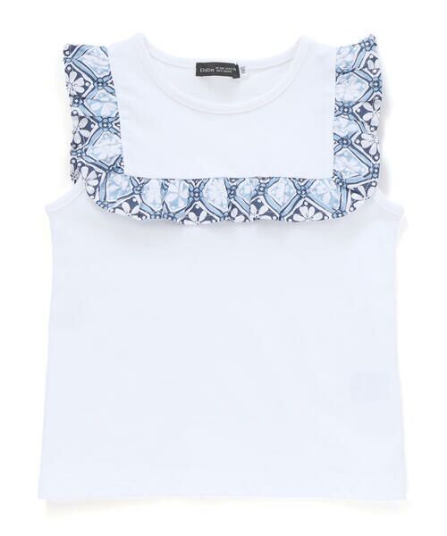 BeBe / べべ Tシャツ | 【お揃い】復刻アーカイブタイル柄スクエアフリル天竺Tシャツ(90~150cm) | 詳細5