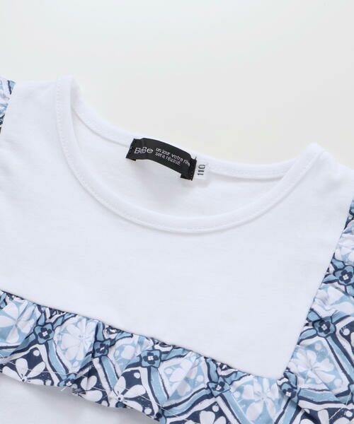 BeBe / べべ Tシャツ | 【お揃い】復刻アーカイブタイル柄スクエアフリル天竺Tシャツ(90~150cm) | 詳細7
