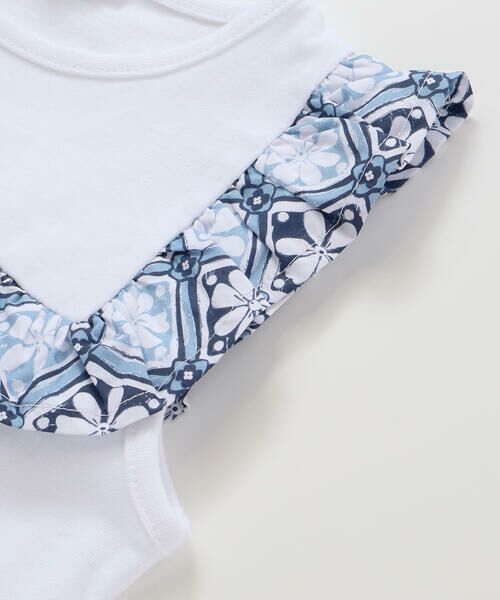 BeBe / べべ Tシャツ | 【お揃い】復刻アーカイブタイル柄スクエアフリル天竺Tシャツ(90~150cm) | 詳細8