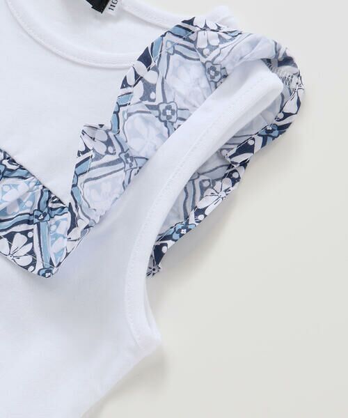 BeBe / べべ Tシャツ | 【お揃い】復刻アーカイブタイル柄スクエアフリル天竺Tシャツ(90~150cm) | 詳細9