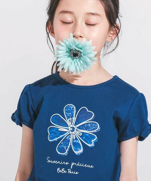 BeBe / べべ Tシャツ | 袖リボンフラワープリント天竺半袖Tシャツ(90~160cm) | 詳細3