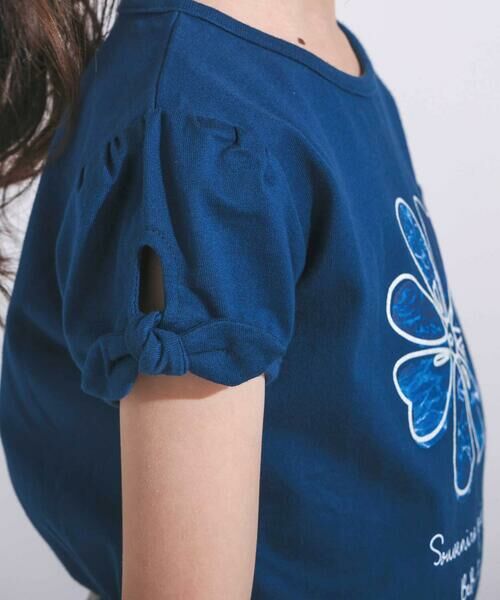 BeBe / べべ Tシャツ | 袖リボンフラワープリント天竺半袖Tシャツ(90~160cm) | 詳細5