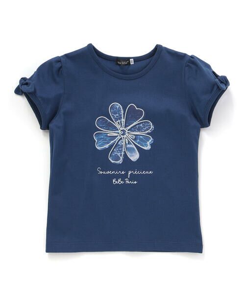 BeBe / べべ Tシャツ | 袖リボンフラワープリント天竺半袖Tシャツ(90~160cm) | 詳細6
