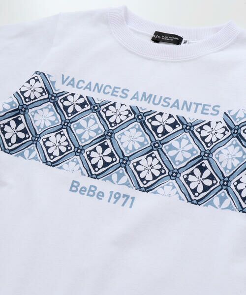 BeBe / べべ Tシャツ | 【お揃い】復刻アーカイブタイル柄ライン切り替え半袖天竺Tシャツ(90~150cm) | 詳細8
