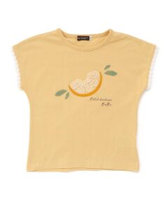BeBe / べべ Tシャツ | 立体オレンジモチーフフリンジ半袖Tシャツ(90~150cm)