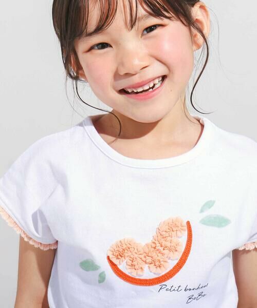 BeBe / べべ Tシャツ | 立体オレンジモチーフフリンジ半袖Tシャツ(90~150cm) | 詳細5