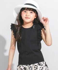 BeBe / べべ Tシャツ | 肩フリルレース天竺ノースリーブTシャツ(90~150cm)