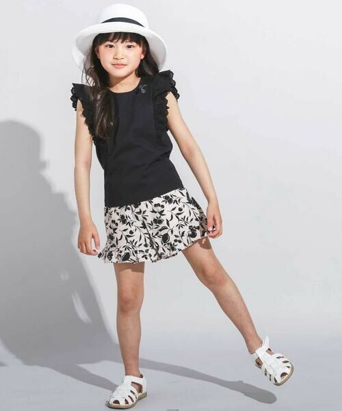 BeBe / べべ Tシャツ | 肩フリルレース天竺ノースリーブTシャツ(90~150cm) | 詳細2