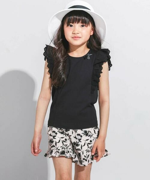 BeBe / べべ Tシャツ | 肩フリルレース天竺ノースリーブTシャツ(90~150cm) | 詳細4