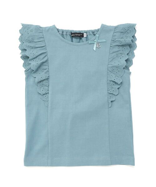BeBe/べべ 肩フリルレース天竺ノースリーブTシャツ(90~150cm) グリーン 120cm BeBe/べべ 肩フリルレース天竺ノースリーブTシャツ(90~150cm) グリーン 120cm