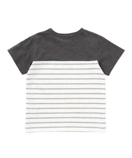 BeBe / べべ Tシャツ | リーフ柄ボーダー切り替え天竺半袖Tシャツ(90~150cm) | 詳細7