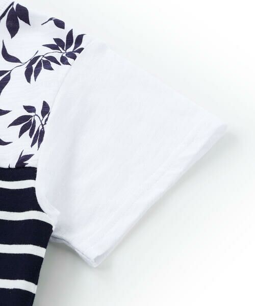 BeBe / べべ Tシャツ | リーフ柄ボーダー切り替え天竺半袖Tシャツ(90~150cm) | 詳細12