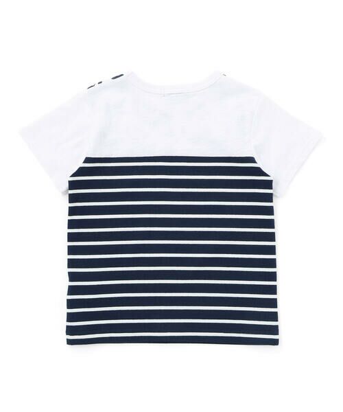 BeBe / べべ Tシャツ | リーフ柄ボーダー切り替え天竺半袖Tシャツ(90~150cm) | 詳細9